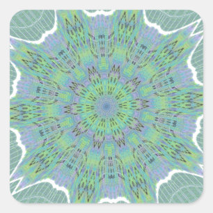 Cool Green Floral pattern Square Sticker