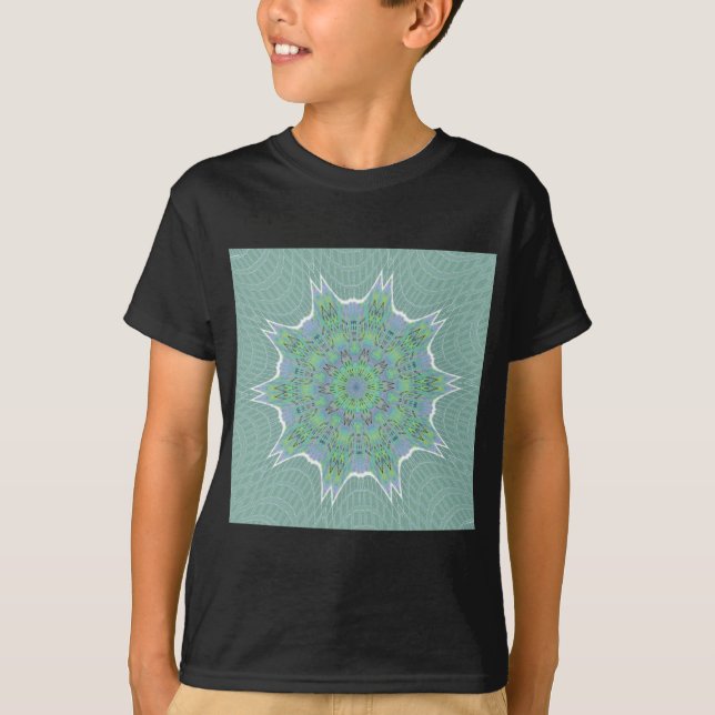 Cool Green Floral pattern T-Shirt (Front)