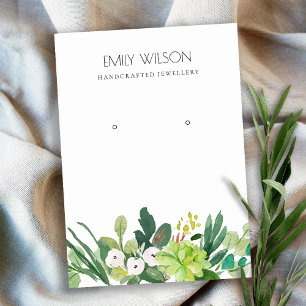 COOL GREEN FOLIAGE SUCCULENT PEONY EARRING DISPLAY BUSINESS CARD