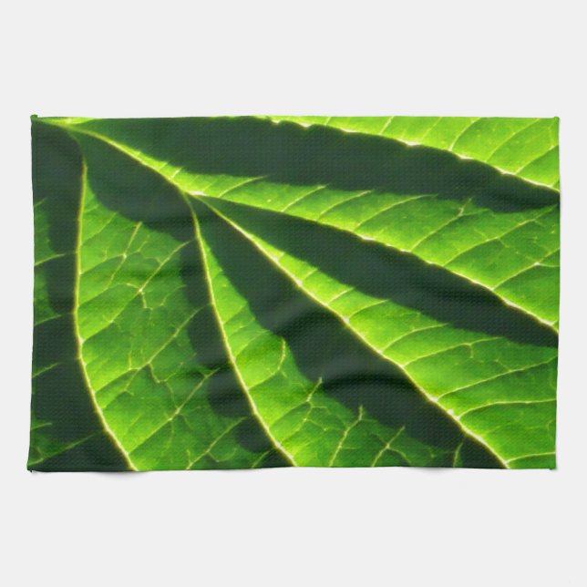 Cool green leaf kitchen towel (Horizontal)