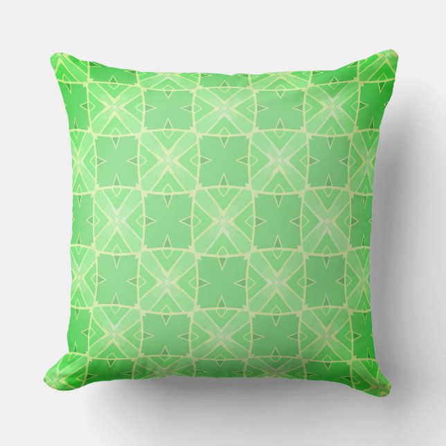 Cool Green Lines and Shapes  Throw Pillow (Front)