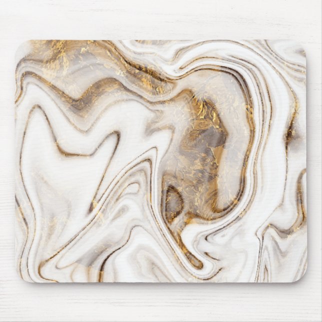 Cool Green Marble Gold White Mouse Pad (Front)