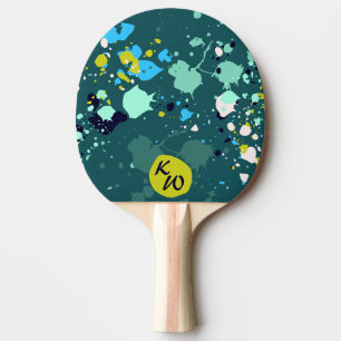 Cool Green Paint Splatter Initial  Ping Pong Paddle