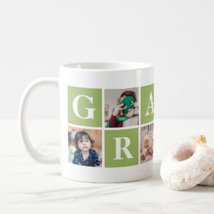 Cool Green Photo Collage Grandma and Grandpa Mugs