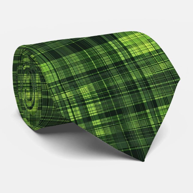 Cool green plaid tiled pattern  tie (Rolled)