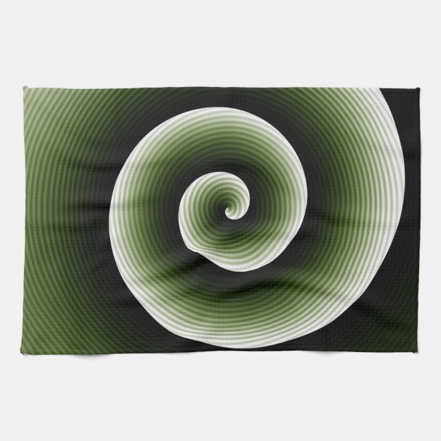 COOL Green Spiral Pattern Kitchen Towel (Horizontal)