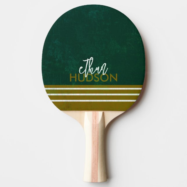 Cool Green Table Tennis Paddle With Name  (Front)