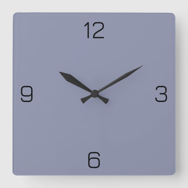 Cool Grey 8C92AC Colour - Option to Add Name Square Wall Clock (Front)