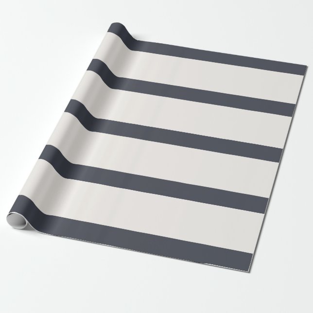 Cool Grey and White Pencil Stripes Wrapping Paper (Unrolled)