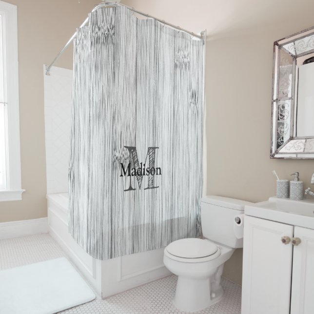 Cool grey bamboo wood print Monogram (In Situ)