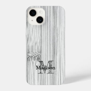 Cool grey bamboo wood print Monogram iPhone 14 Case