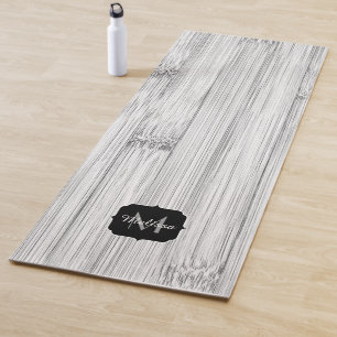 Cool grey bamboo wood print Monogram Yoga Mat