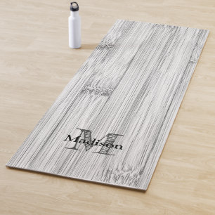 Cool grey bamboo wood print Monogram Yoga Mat