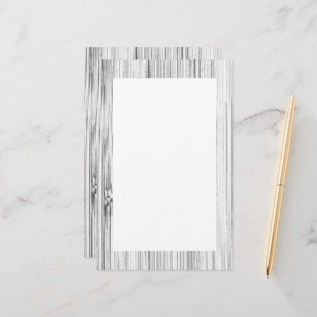 Cool grey bamboo wood print stationery (Front/Back In Situ)