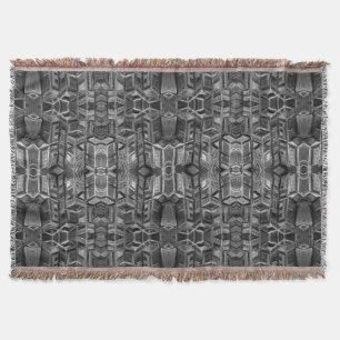 Cool Grey Black and White Abstract Throw Blanket