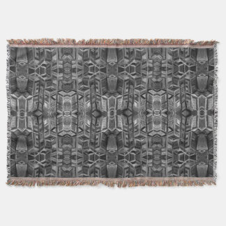 Cool Grey Black and White Abstract Throw Blanket