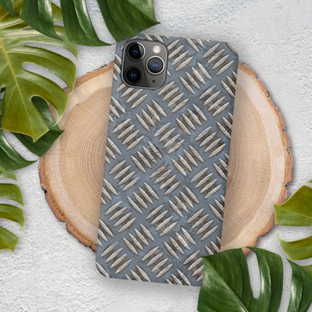 Cool Grey Blue Brown Worn Steel Treads Pattern iPhone Case (Creator Uploaded)