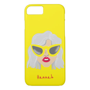 Cool Grey-Haired Woman with Glasses Custom Name Case-Mate iPhone Case