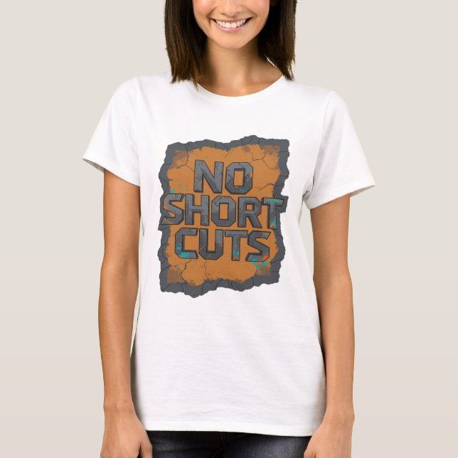 Cool Grey NO SHORT CUTS 3D Text Art T-Shirt (Front)