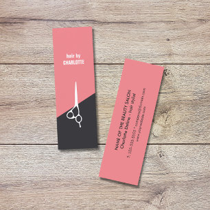 Cool Grey Salmon White Scissor Hair Stylist Mini Business Card