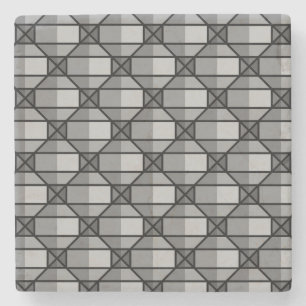 Cool Grey Shaded 3-Dimensional Pattern Stone Coaster