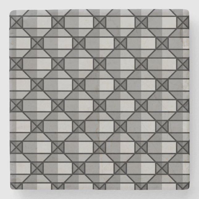 Cool Grey Shaded 3-Dimensional Pattern Stone Coaster (Front)