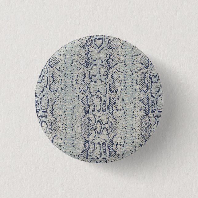 Cool Grey SnakeSkin Animal Print 1 Inch Round Button (Front)