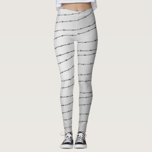 Cool grey white and black barbed wire pattern leggings