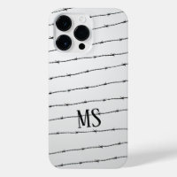 Cool grey white black barbed wire pattern Monogram