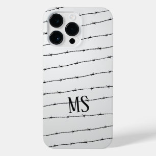 Cool grey white black barbed wire pattern Monogram iPhone 14 Pro Max Case