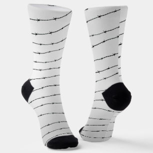 Cool grey white black barbed wire pattern socks