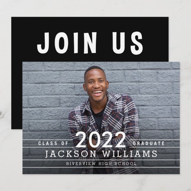 Cool Grids Graduation Faire-part Invitation (Devant / Derrière)
