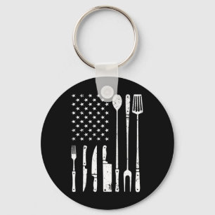 Cool Grilling For Men Women Us Flag Bbq Rbeque Smo Keychain