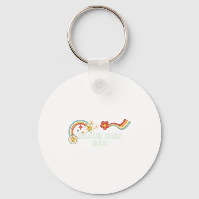 Cool Groovy Quote Proud New Dad Saying Art  Keychain (Front)