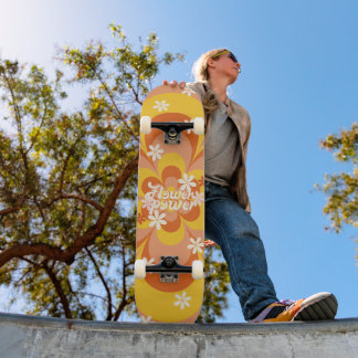Cool Groovy Retro Vintage Flower Power Skateboard