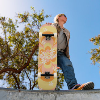Cool Groovy Retro Vintage Flower Power Skateboard