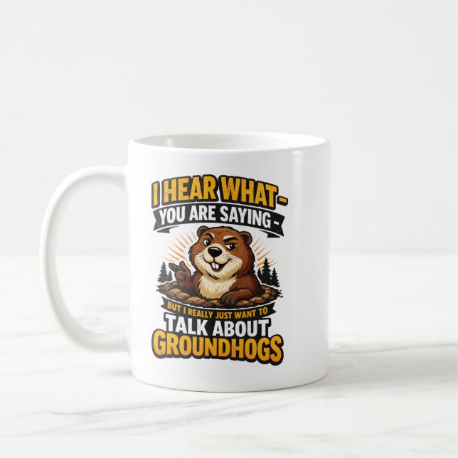 Cool Groundhog Day Groundhog | Funny February Coffee Mug (Left)