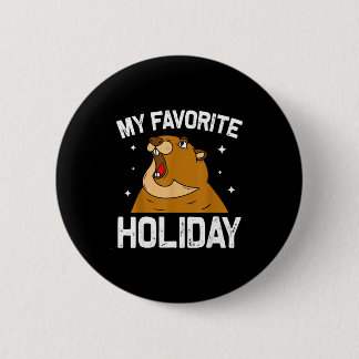 Cool Groundhog Day My Favorite Holiday Kids Boys M 2 Inch Round Button