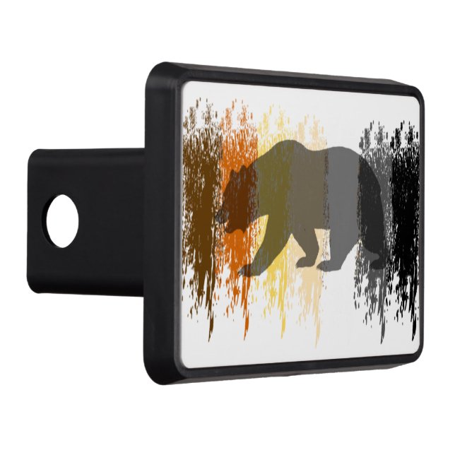 Cool Grunge Bear Shadow Gay Bear Pride Trailer Hitch Cover (Right)