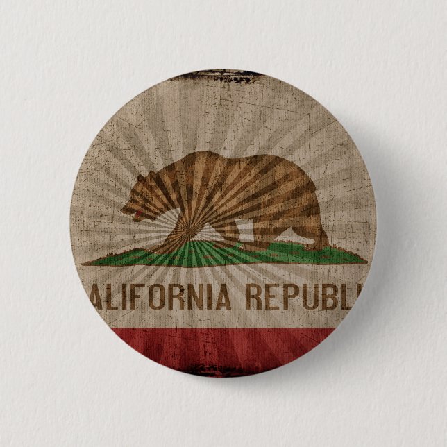 Cool Grunge California Flag 2 Inch Round Button (Front)