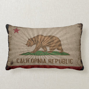 Cool Grunge California Flag Lumbar Pillow