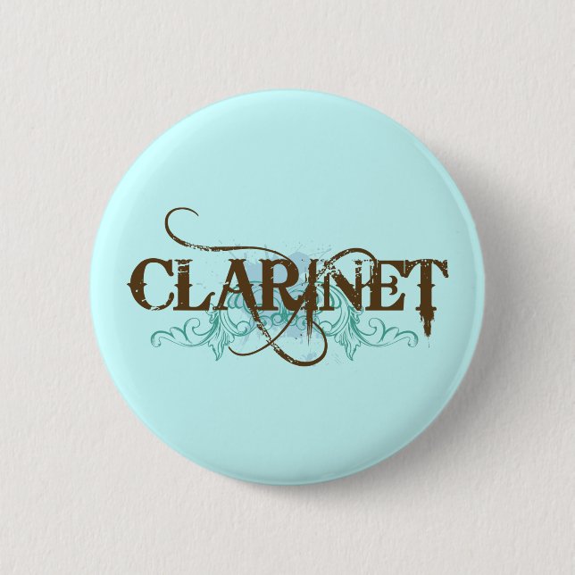 Cool Grunge Clarinet Music Gift 2 Inch Round Button (Front)