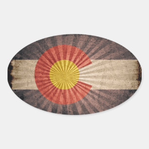 Cool Grunge Colorado Flag Oval Sticker