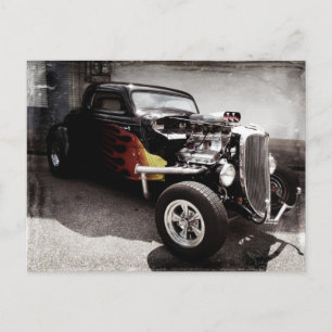 Cool Grunge Flames Hot Rod Postcard
