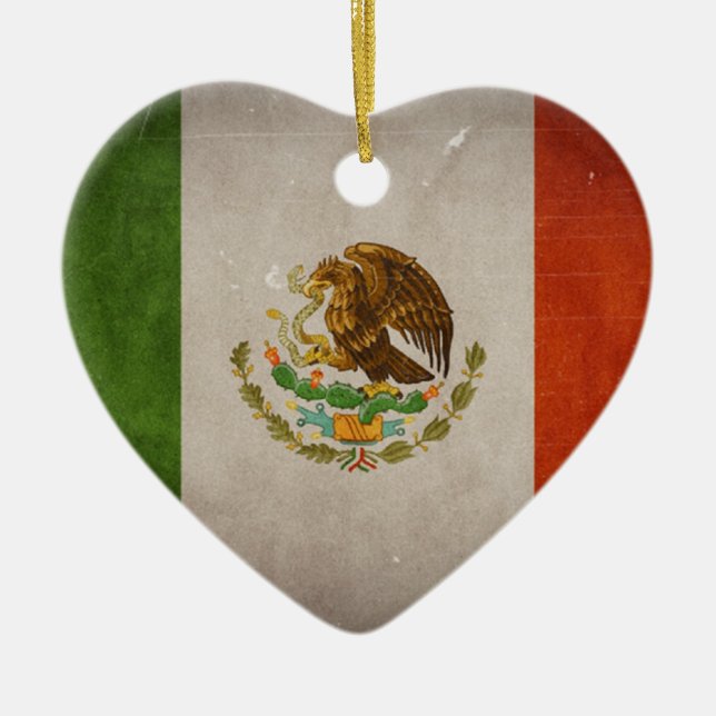 Cool Grunge Mexico Mexican Flag Ceramic Ornament (Front)