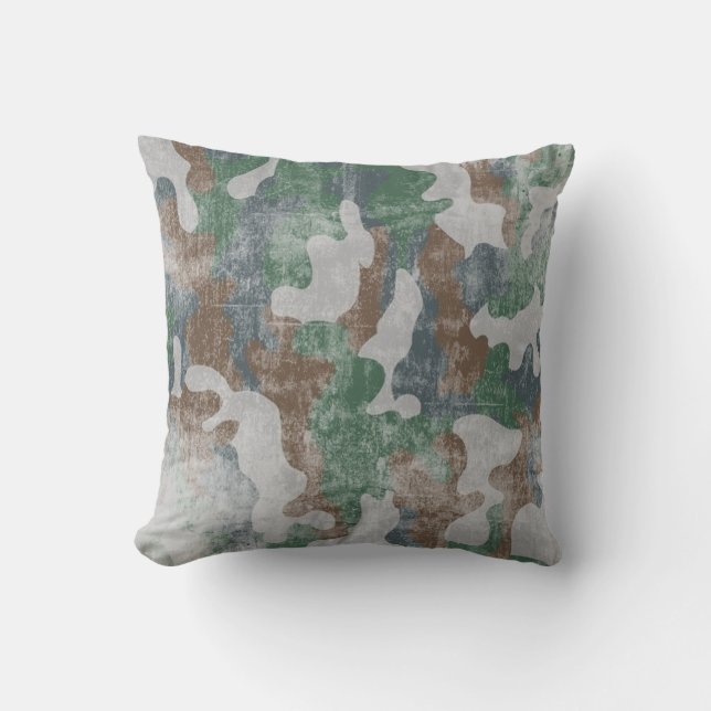 Cool Grunge Military Camouflage Pattern Throw Pillow (Front)