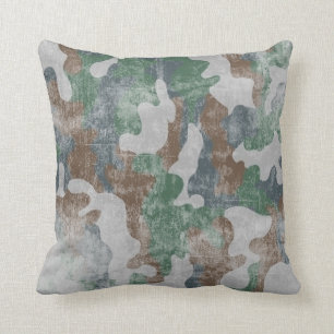 Cool Grunge Military Camouflage Pattern Throw Pillow
