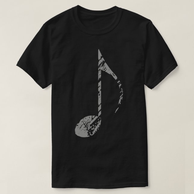 Cool Grunge Music Note Grey T-Shirt (Design Front)