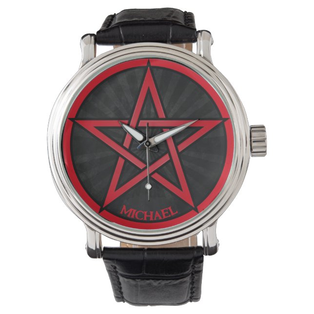 Cool Grunge Pentacle Symbol Personalized Unisex Watch (Front)