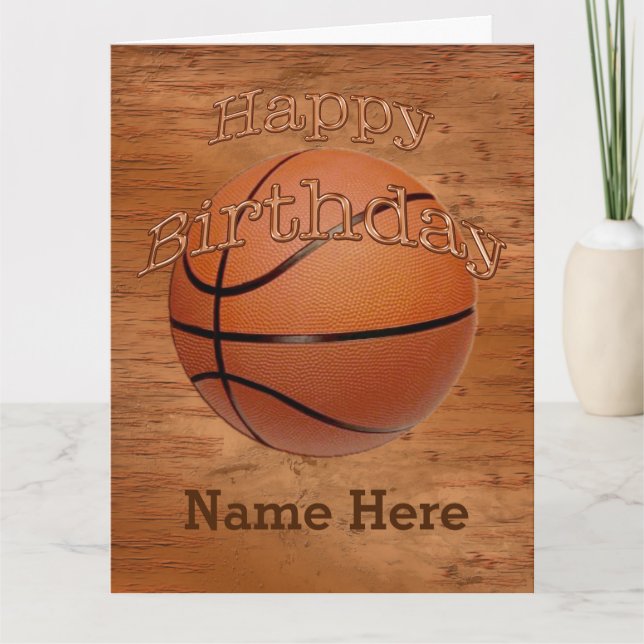 Cool Grunge Personalized Basketball Birthday Cards (Front)